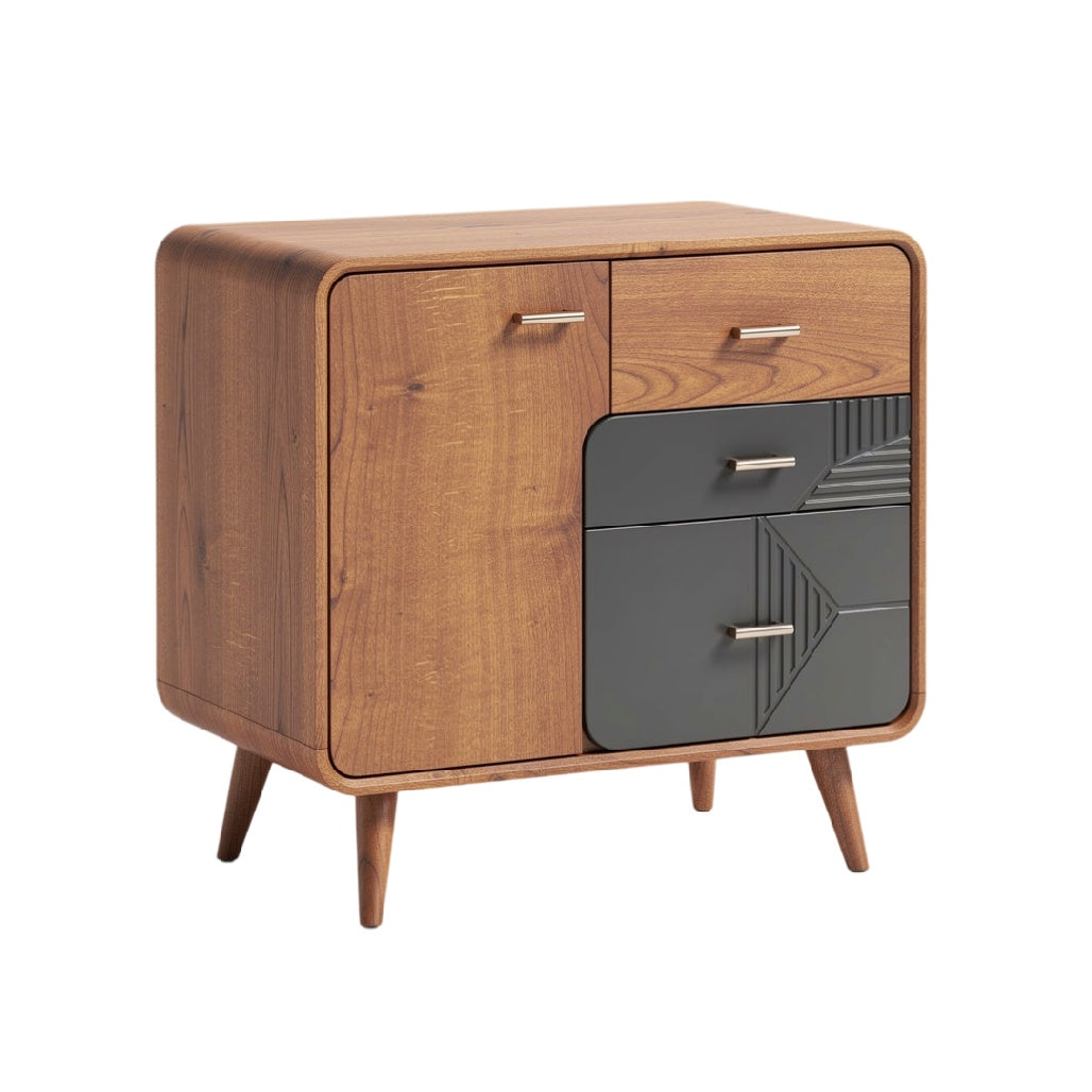 **Technische Titel in het Nederlands: Moderne Houten Dressoirkast met Gecombineerde Lade en Deur**
