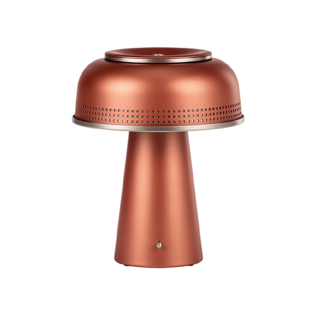 **Technische titel in het Nederlands:** **Moderne metalen tafellamp met ventilatieopeningen**